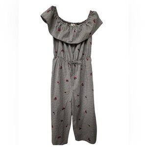 🍒TACERA gingham black/white checked jumpsuit XL. On or off shoulder style! Cute!